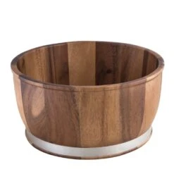 Bowl Wood Round With S/S Band 310x155mm