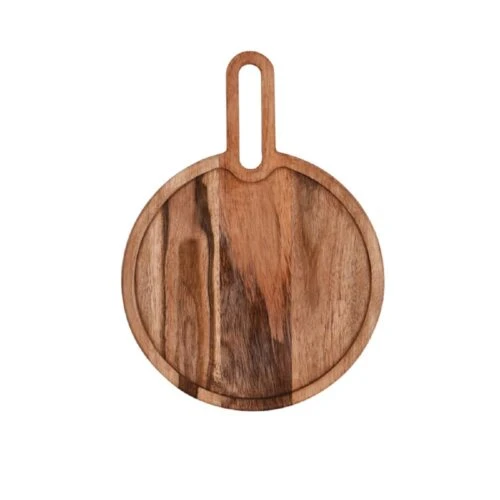 Acacia Paddle Board Round W/Handle 280x205mm Serve 3 Acacia Paddle Board Round W/Handle 280x205mm Serve