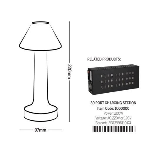 Table Lamp Thea Cordless LED 90x210mm Copper 5 Table Lamp Thea Cordless LED 90x210mm Copper - Image 3