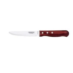 Tramontina Churrasco Wide Blade Steak Knife Red Polywood Handle 127mm Rounded Tip